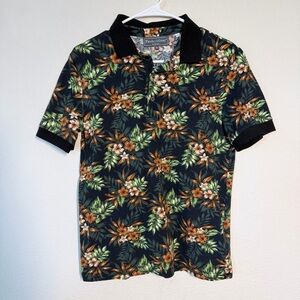 PAISLEY&GRAY Limited Stock Black and Green Floral Slim Fit Polo Size M